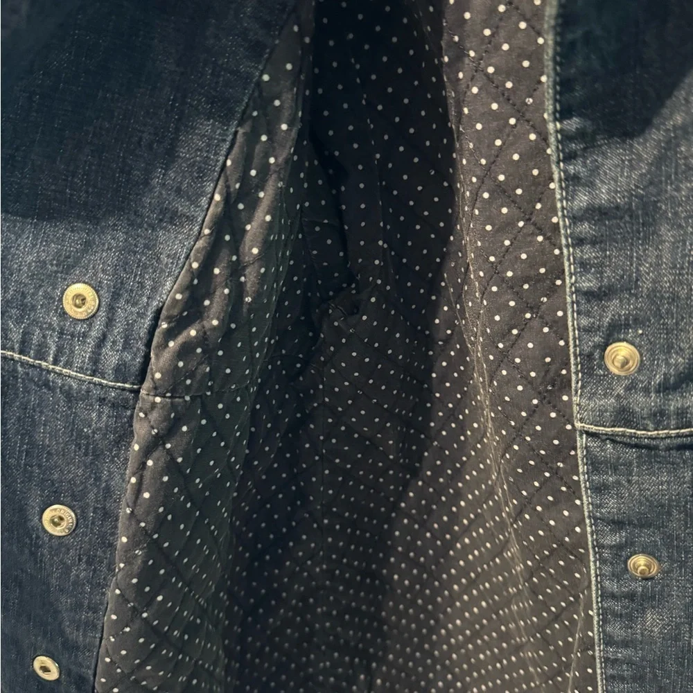 Gymboree Bon Voyage Denim Peacoat Jacket Polka Dot Lined Girls Size 5